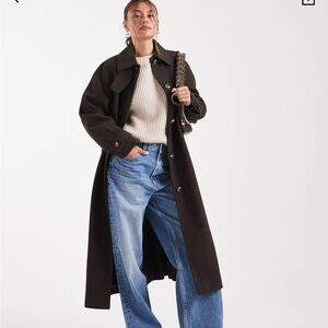 ASOS DESIGN longline car coat in chocolate